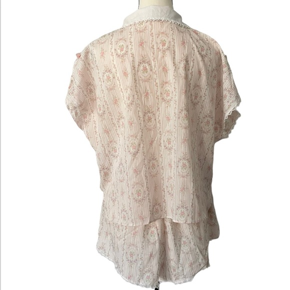 Vintage Henson Kickernick Floral Pajama Set Top Shorts Victorian Print Novelty - Picture 2 of 12